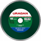 180 мм, диск алмазный отрезной сплошной по керамограниту, мрамору, плитке, URAGAN 36695-180