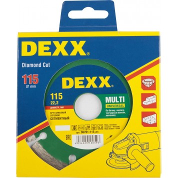 36701-115_z01 | 115 мм, диск алмазный отрезной сегментный по бетону, кирпичу, камню, DEXX MULTI UNIVERSAL-0