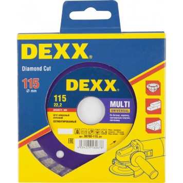 36702-115_z01 | 115 мм, диск алмазный отрезной сегментированный по бетону, кирпичу, камню, DEXX MULTI UNIVERSAL-0