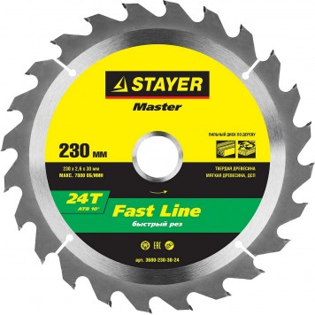 3680-230-30-24 | 230 x 30 мм 24Т, диск пильный по дереву, STAYER FAST LINE-0