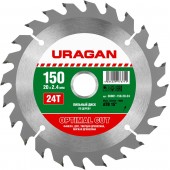 150 х 20 мм, 24Т, диск пильный по дереву, URAGAN 36801-150-20-24