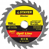 150 x 20 мм 24T, диск пильный по дереву, STAYER 3681-150-20-24