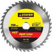 250 x 30 мм 40Т, диск пильный по дереву, STAYER 3681-250-30-40