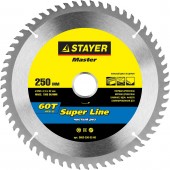 250 x 32 мм 60Т, диск пильный по дереву, STAYER 3682-250-32-60