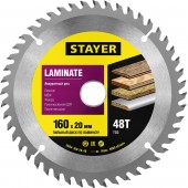 160 x 20 мм 48T, диск пильный по ламинату, STAYER 3684-160-20-48