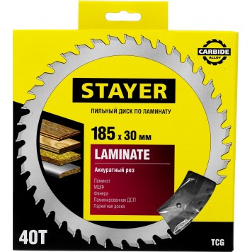 3684-185-30-40 | 185 x 30 мм 40T, диск пильный по ламинату, STAYER LAMINATE-4