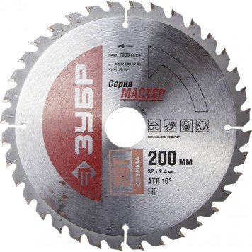 36912-200-32-36 | 200 x 32 мм 36Т, диск пильный по дереву, оптимальный рез, ЗУБР МАСТЕР-0