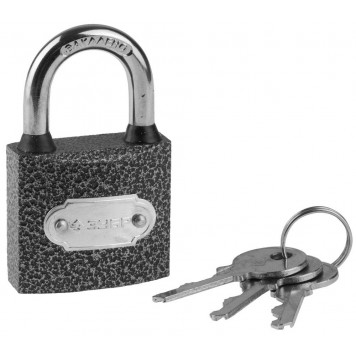 3712-38 | Замок навесной, металлический корпус, закаленная дужка, 38мм, ЗУБР МАСТЕР-0