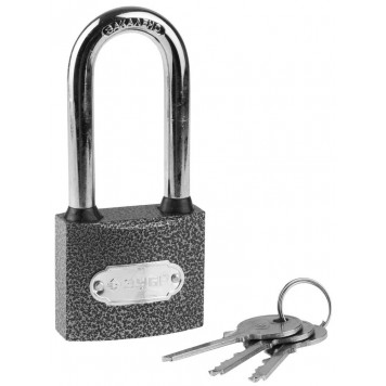 3712-50-1 | Замок навесной, металлический корпус, удлиненная закаленная дужка, 50мм, ЗУБР МАСТЕР-0
