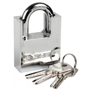 37223-50 | Замок навесной, стальной корпус, закаленная дужка, с дополнительной защитой, 50мм, ЗУБР ЭКСПЕРТ-0