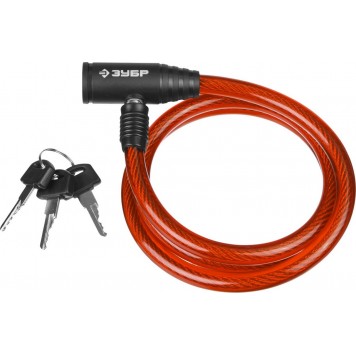 37263-65 | Замок тросовый, 3 ключа в комплекте, длина троса 650мм, d 10мм, ЗУБР МАСТЕР-0