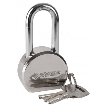 37272-55 | Замок навесной, стальной корпус, удлиненная закаленная дужка, 55мм, ЗУБР ЭКСПЕРТ-0