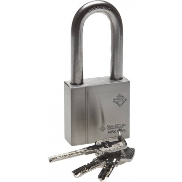 37290-50-1 | Замок навесной, нержавеющая сталь (корпус и дужка), удлиненная закаленная дужка, 50мм, ЗУБР ЭКСПЕРТ-0