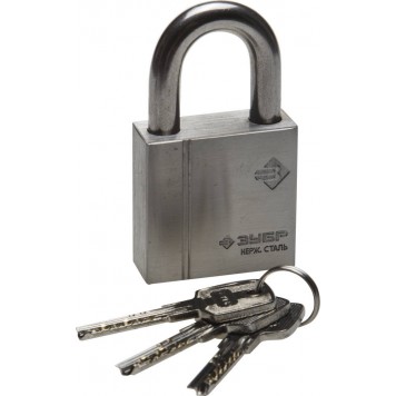 37290-50 | Замок навесной, нержавеющая сталь (корпус и дужка), закаленная дужка, 50мм, ЗУБР ЭКСПЕРТ-0