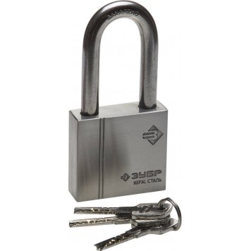 37290-60-1 | Замок навесной, нержавеющая сталь (корпус и дужка), удлиненная закаленная дужка, 60мм, ЗУБР ЭКСПЕРТ-0