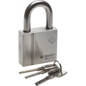 37290-60 | Замок навесной, нержавеющая сталь (корпус и дужка), закаленная дужка, 60мм, ЗУБР ЭКСПЕРТ-0