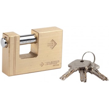 37295-70 | Замок навесной, латунный корпус, П-образная форма, 75мм, ЗУБР ЭКСПЕРТ-0