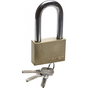 37299-70-1 | Замок навесной, латунный корпус, классическая форма, удлиненная закаленная дужка, 70мм, ЗУБР ЭКСПЕРТ-0