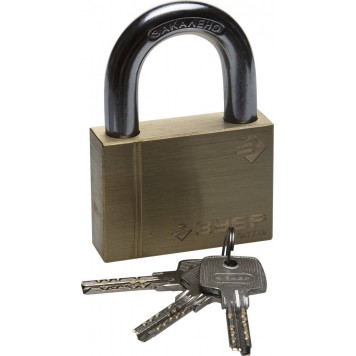 37299-70 | Замок навесной, латунный корпус, классическая форма, закаленная дужка, 70мм, ЗУБР ЭКСПЕРТ-0