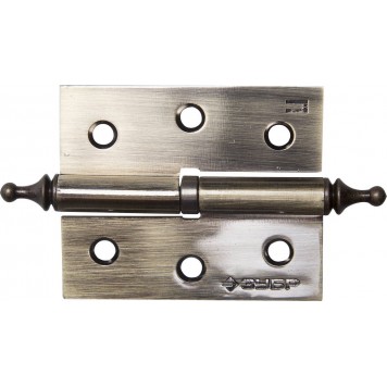 37605-075-5R | Петля дверная разъемная 1 подшипник, цвет ст. латунь (AB), правая, с крепежом, 75х63х2,5мм,2шт, ЗУБР ЭКСПЕРТ-0