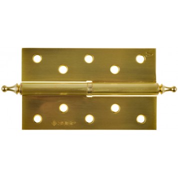 37605-125-3L | Петля дверная разъемная 1 подшипник, цвет мат. латунь (SB), левая, с крепежом, 125х75х2,5мм,2шт, ЗУБР ЭКСПЕРТ-0