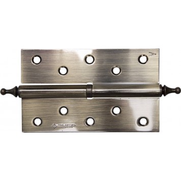 37605-125-5L | Петля дверная разъемная 1 подшипник, цвет ст. латунь (AB), левая, с крепежом, 125х75х2,5мм,2шт, ЗУБР ЭКСПЕРТ-0