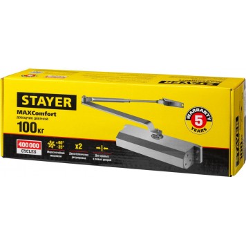 37915-100 | Доводчик дверной для дверей массой до 100 кг, цвет серебро, STAYER-2