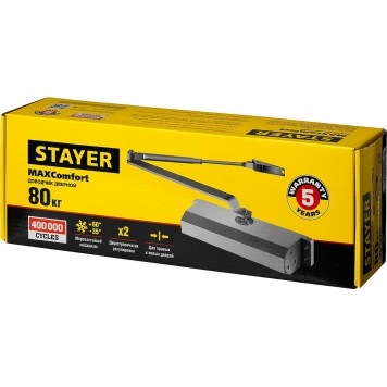 37915-80 | Доводчик дверной для дверей массой до 80 кг, цвет серебро, STAYER-2