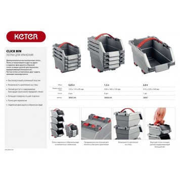 38065-K4 | Набор лотков, 0,45 л, KETER CLICKBIN-2