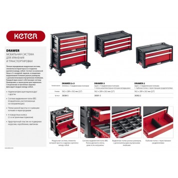 38380-5 | Тележка с 5 ящиками 22", KETER DRAWER 2+3-2