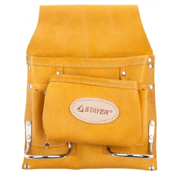 38515 | Сумка поясная для инструментов, кожаная, 8 карманов, 2 скобы, STAYER PROFESSIONAL-0