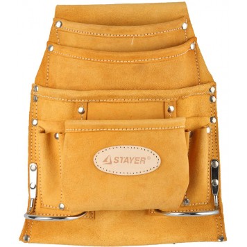 38517 | Сумка поясная для инструментов, кожаная, 10 карманов, 2 скобы, STAYER PROFESSIONAL-0