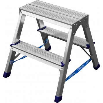 38825-02 | Лестница-стремянка двухсторонняя алюминиевая, 2 ступени, СИБИН-0