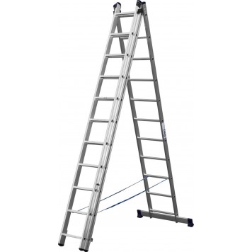 38833-11 | Лестница универсальная, трехсекционная со стабилизатором, 11 ступеней, СИБИН-0