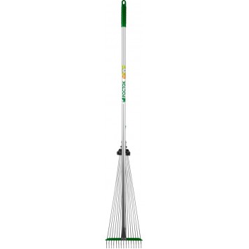 39640 | Грабли веерные с алюминиевым черенком, регулируемые, длина 1180 мм, РОСТОК РВ-15-1