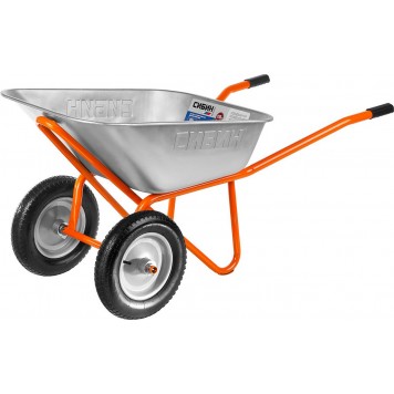 39905 | Тачка строительная двухколесная, 110 л, грузоподъемность 200 кг, СИБИН-0