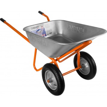 39905 | Тачка строительная двухколесная, 110 л, грузоподъемность 200 кг, СИБИН-2