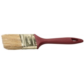 4-01011-025 | Кисть плоская, натуральная щетина, пластмассовая ручка, 25мм, ЗУБР МАСТЕР-0