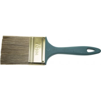 4-01014-075 | Кисть плоская, смешанная щетина, пластмассовая рукоятка, 75мм, КП-14, ЗУБР МАСТЕР-0