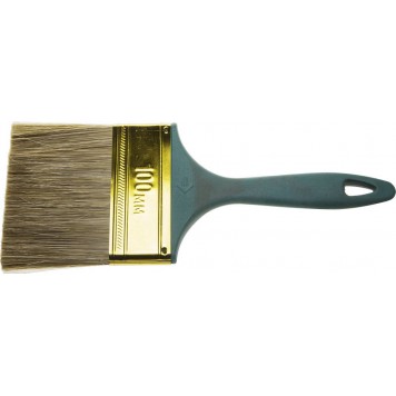 4-01014-100 | Кисть плоская, смешанная щетина, пластмассовая рукоятка, 100мм, КП-14, ЗУБР МАСТЕР-0
