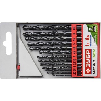 4-29605-H13 | Набор сверл по металлу 13 шт (d=1,5-6,5 мм), быстрорежущая сталь, класс В, ЗУБР ТЕХНИК-0