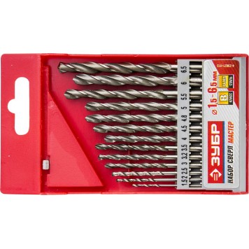4-29621-H13 | Набор сверл по металлу 13 шт (d=1,5-6,5 мм), сталь Р6М5, класс В, ЗУБР МАСТЕР-0