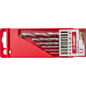 4-29621-H6 | Набор сверл по металлу 6 шт (d=2-8 мм), сталь Р6М5, класс В, ЗУБР МАСТЕР-0