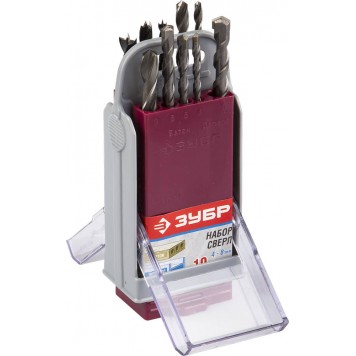 4-29704-H10-SB | Набор сверл комбинированный: по бетону,металлу, дереву, 10шт в супер боксе, ЗУБР-0