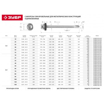 4-300315-48-038-8028 | Саморезы кровельные, RAL 8028 земельно-коричневый, 38 х 4.8 мм, 300 шт, для деревянной обрешетки, ЗУБР СКД-1
