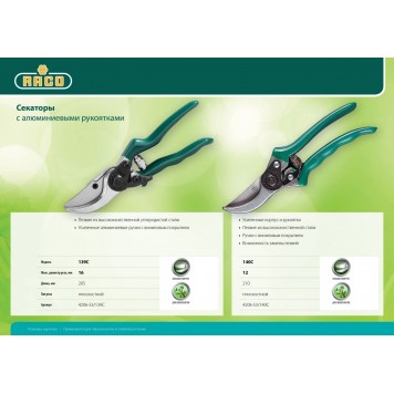 4206-53/140C | Секатор с алюминиевыми рукоятками, плоскостной, 210 мм, RACO-2