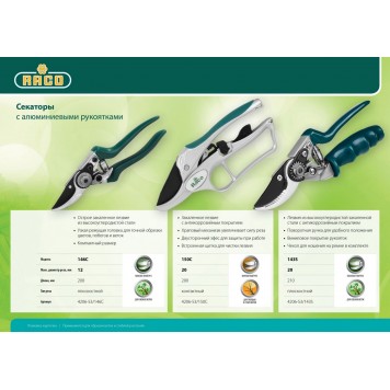 4206-53/146C | Секатор компактный, с алюминиевыми рукоятками, плоскостной 200 мм, RACO-2