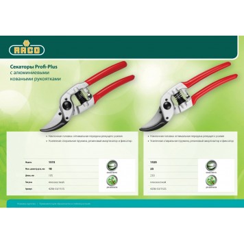 4206-53/152S | Секатор с алюминиевыми коваными рукоятками, плоскостной, 230 мм, RACO-2