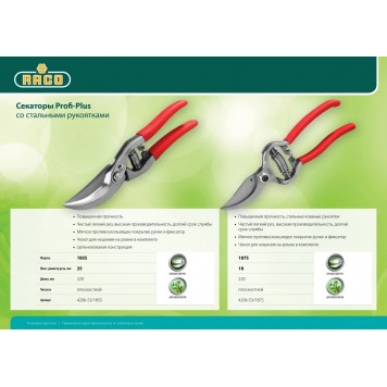 4206-53/187S | Секатор со стальными коваными рукоятками, плоскостной, 220 мм, RACO-2