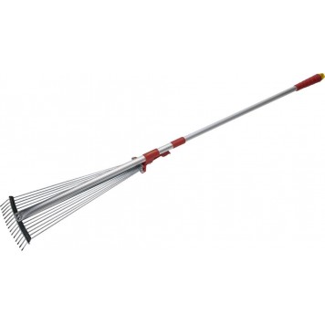 421868 | Грабли веерные, регулируемые, длина 800-1240мм, с телескопическим алюминиевым черенком, 15 круглых зубцов, GRINDA-0